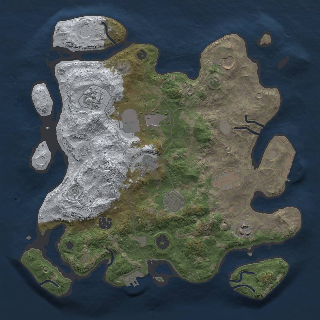 Rust Map: Procedural Map, Size: 3500, Seed: 648767, 17 Monuments