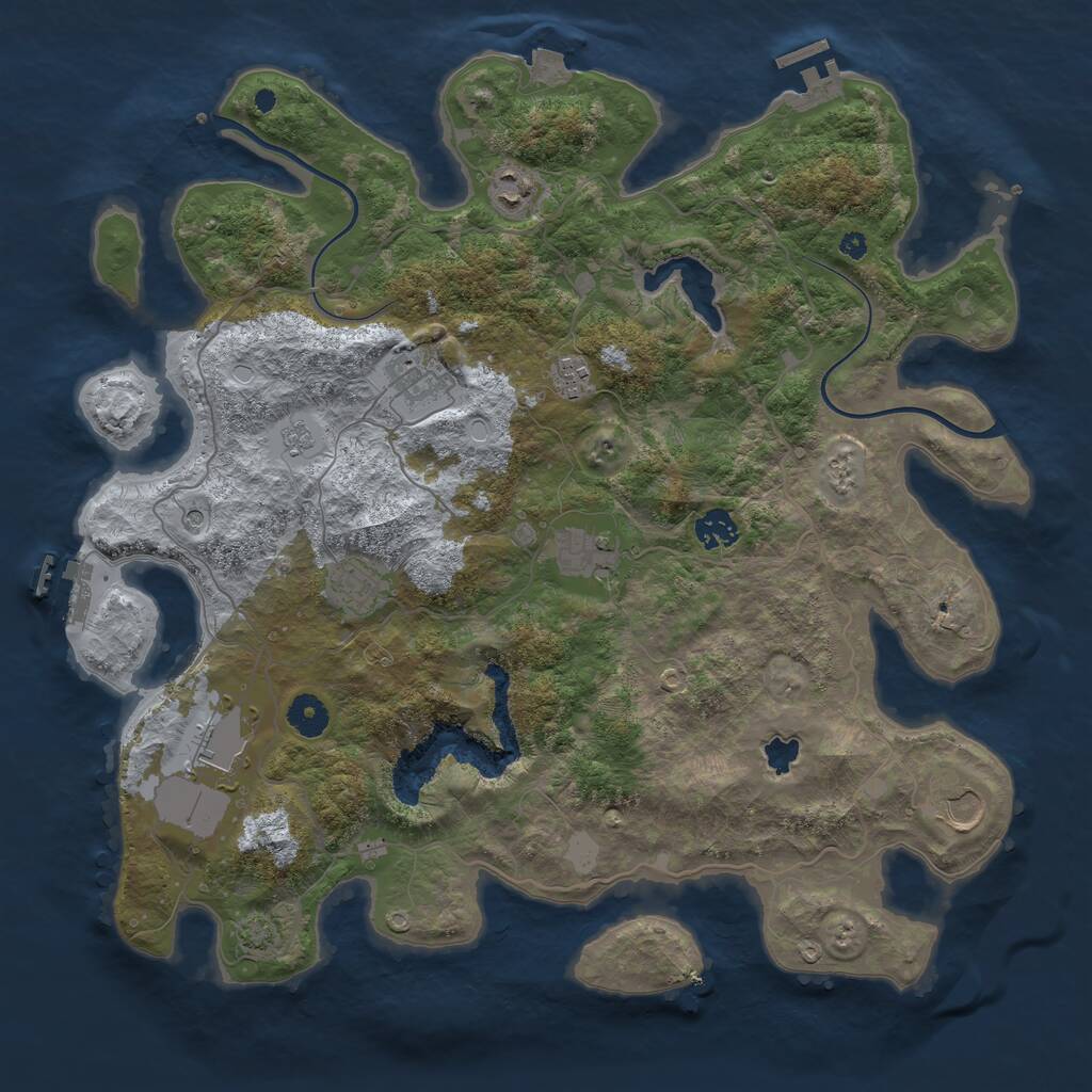 Rust Map: Procedural Map, Size: 4000, Seed: 49843018, 14 Monuments