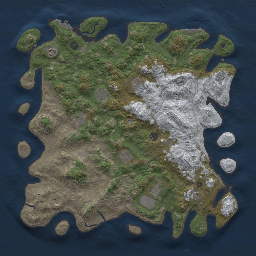 Rust Map: Procedural Map, Size: 4500, Seed: 1414737231, 19 Monuments