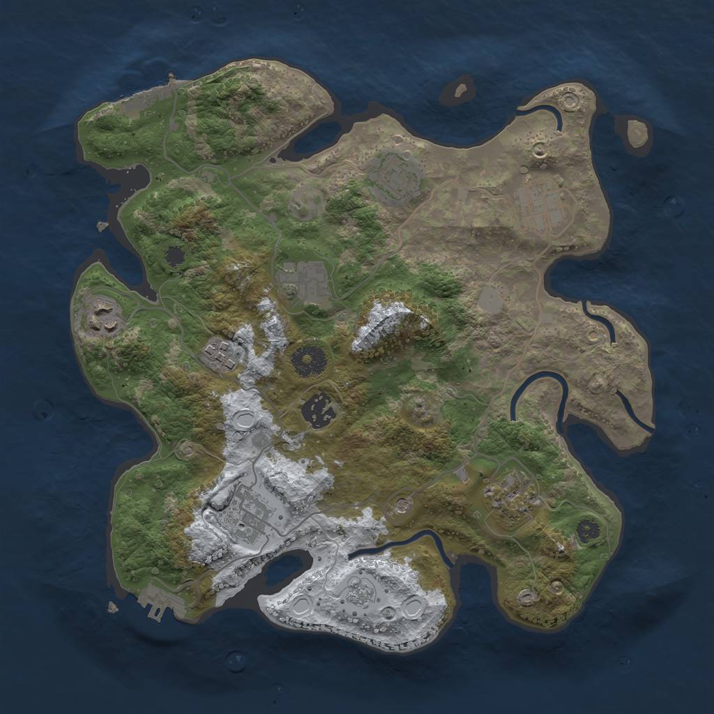 Rust Map: Procedural Map, Size: 3200, Seed: 3686902, 17 Monuments