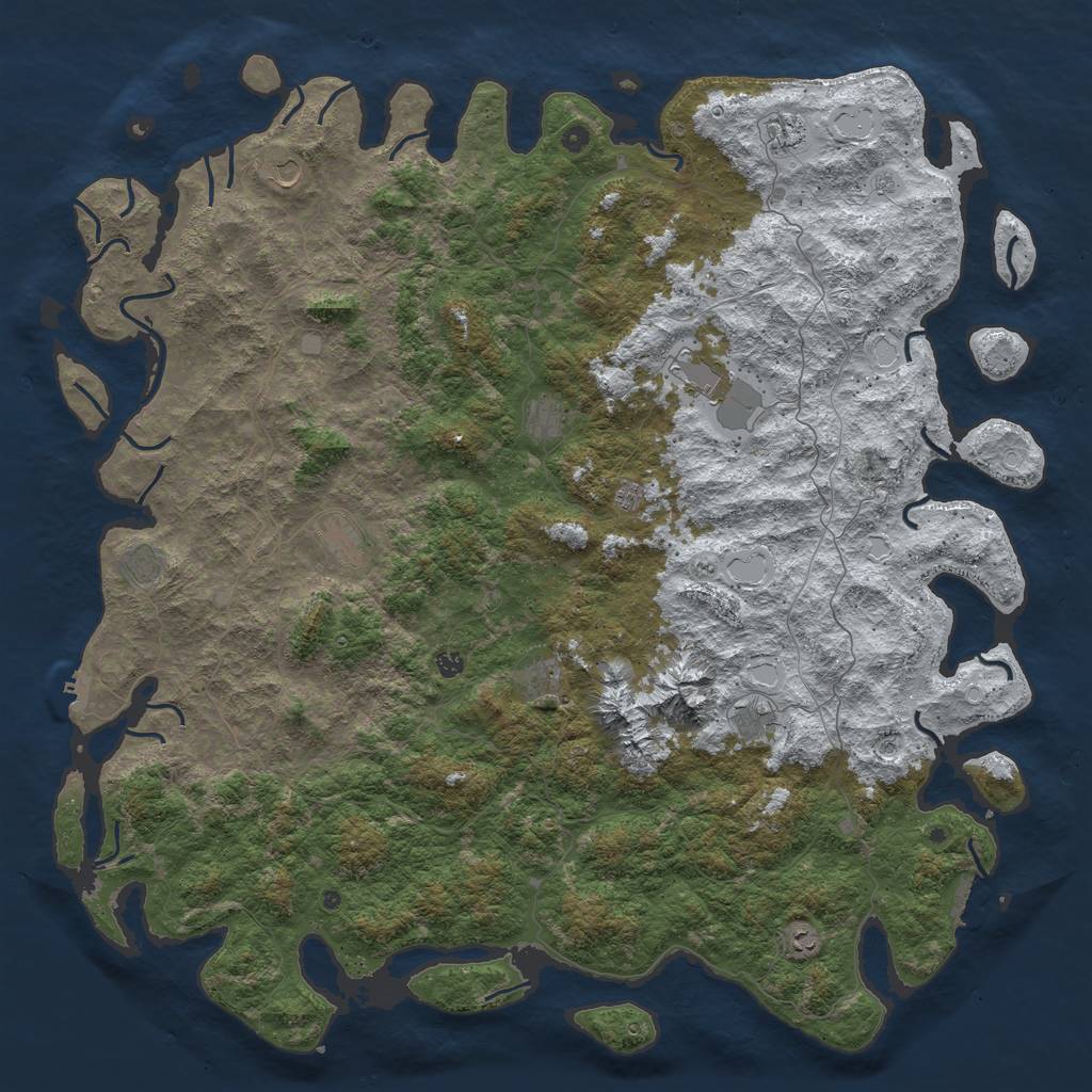 Rust Map: Procedural Map, Size: 6000, Seed: 1864471590, 20 Monuments