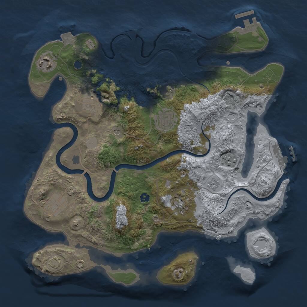 Rust Map: Procedural Map, Size: 3200, Seed: 4677927, 12 Monuments