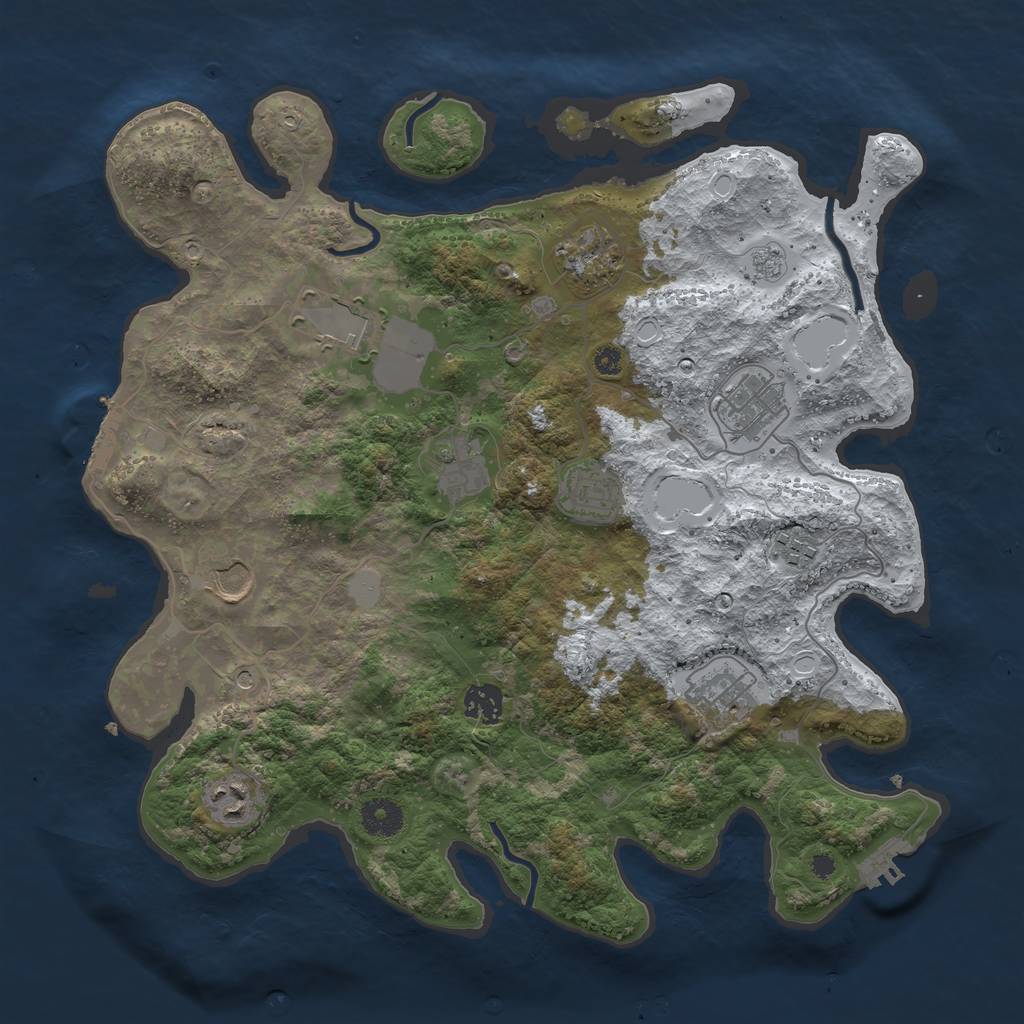Rust Map: Procedural Map, Size: 3750, Seed: 1452433918, 19 Monuments