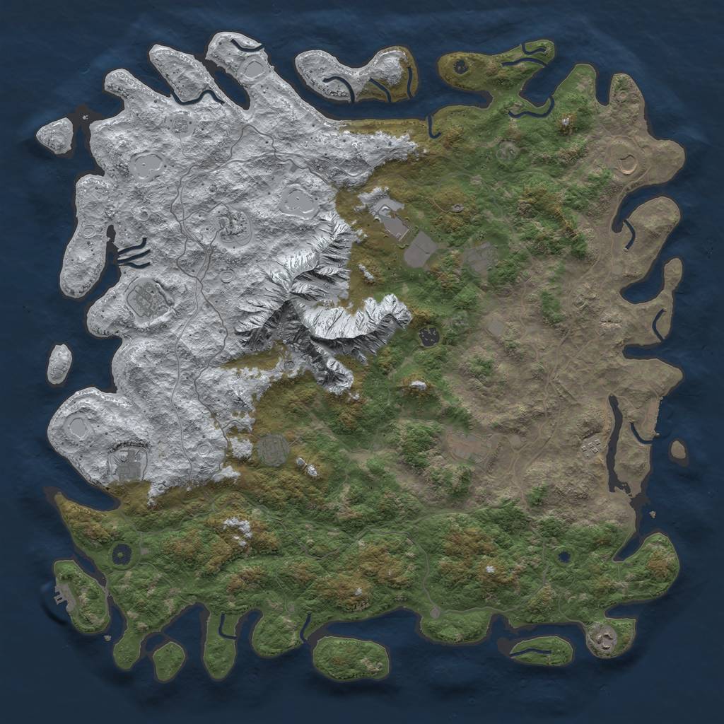 Rust Map: Procedural Map, Size: 5500, Seed: 2077, 20 Monuments