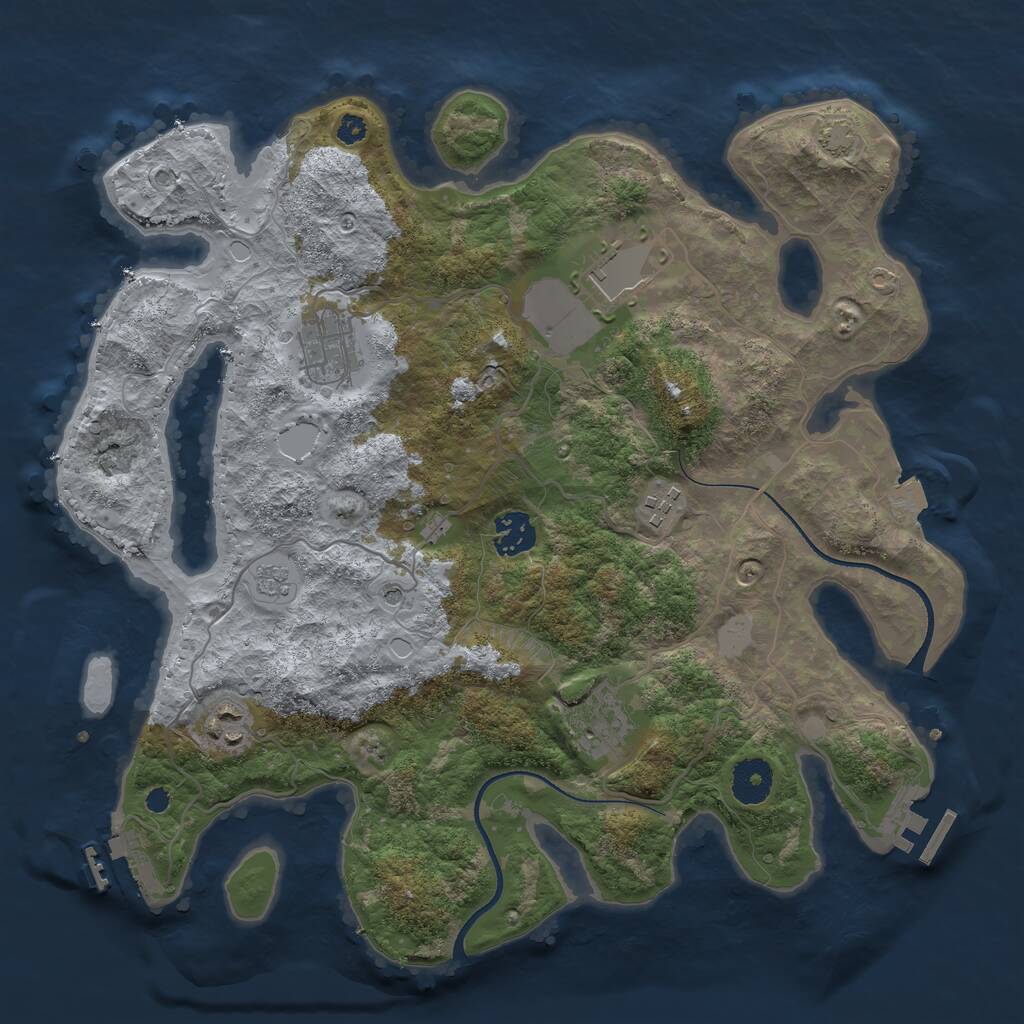 Rust Map: Procedural Map, Size: 3500, Seed: 5196, 12 Monuments