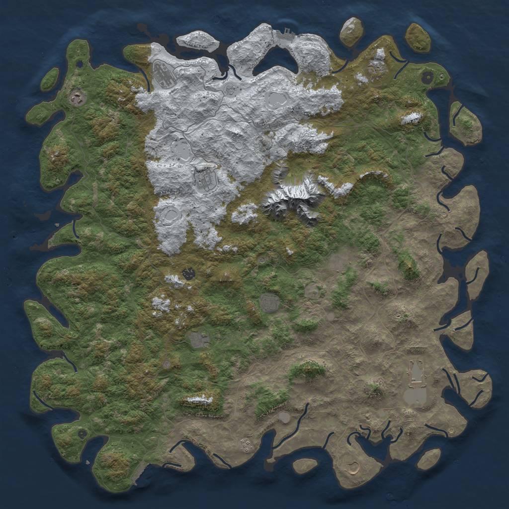 Rust Map: Procedural Map, Size: 6000, Seed: 92765599, 20 Monuments