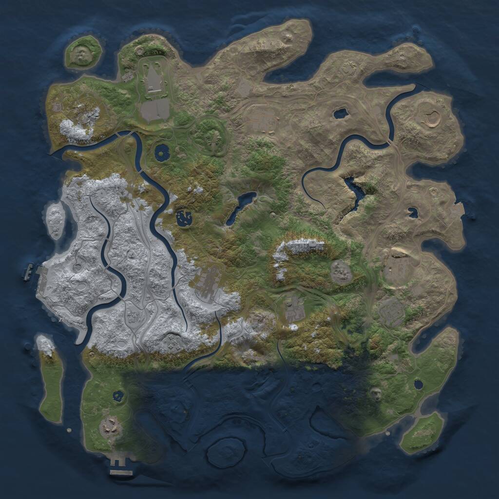 Rust Map: Procedural Map, Size: 4500, Seed: 4026591, 17 Monuments