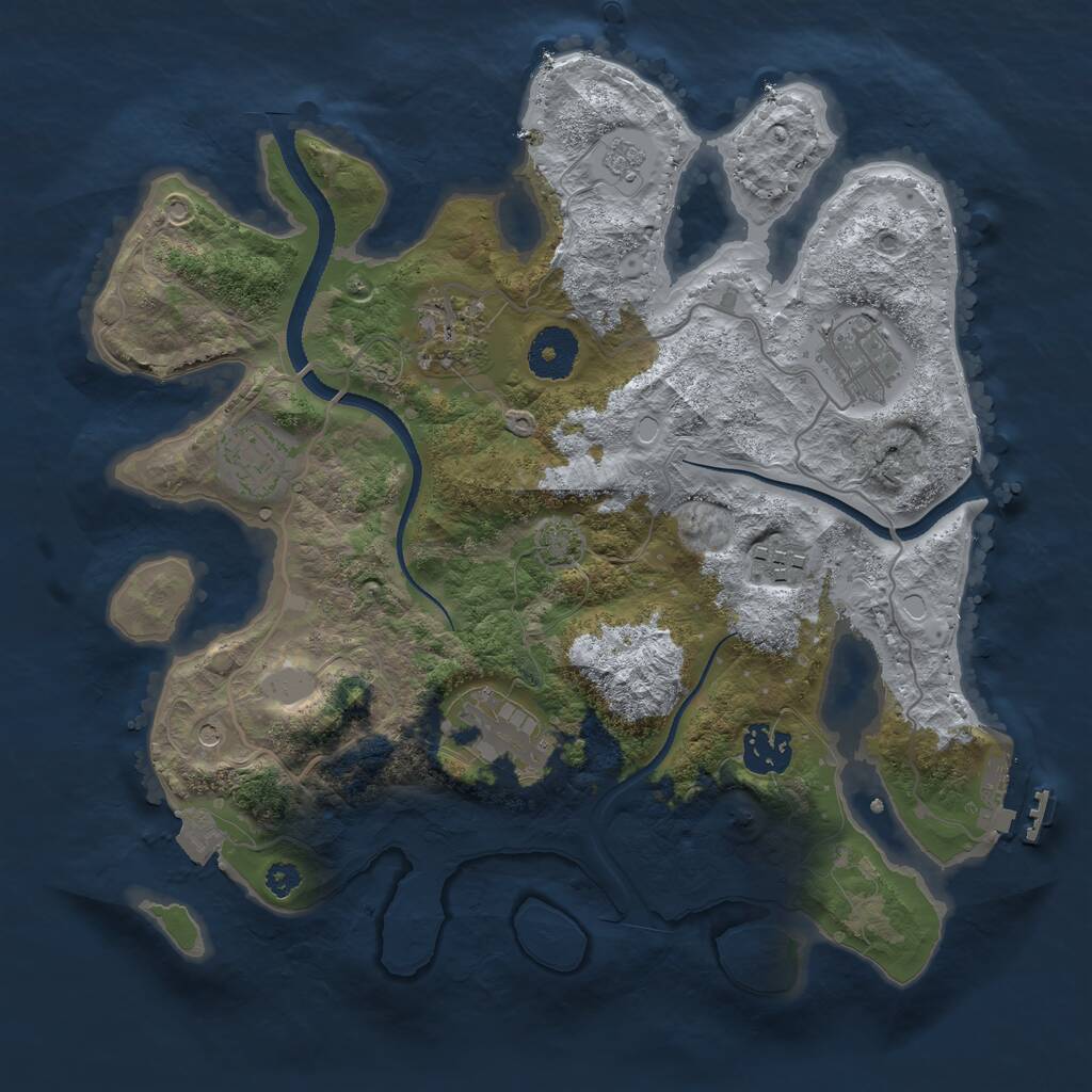 Rust Map: Procedural Map, Size: 3200, Seed: 3803781, 11 Monuments