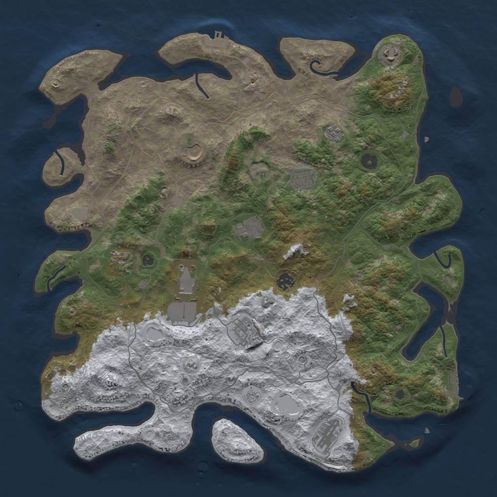 Rust Map: Procedural Map, Size: 4500, Seed: 3392817, 19 Monuments