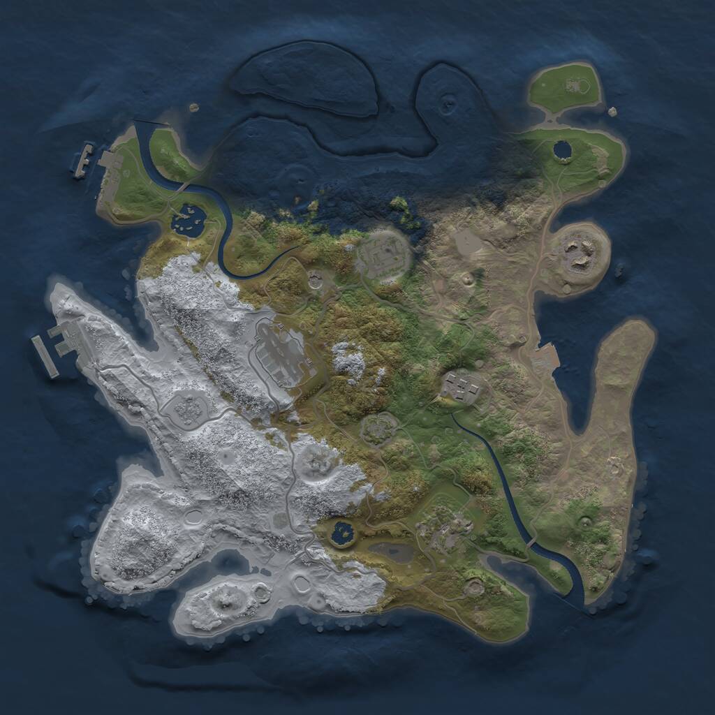 Rust Map: Procedural Map, Size: 3200, Seed: 6441754, 12 Monuments
