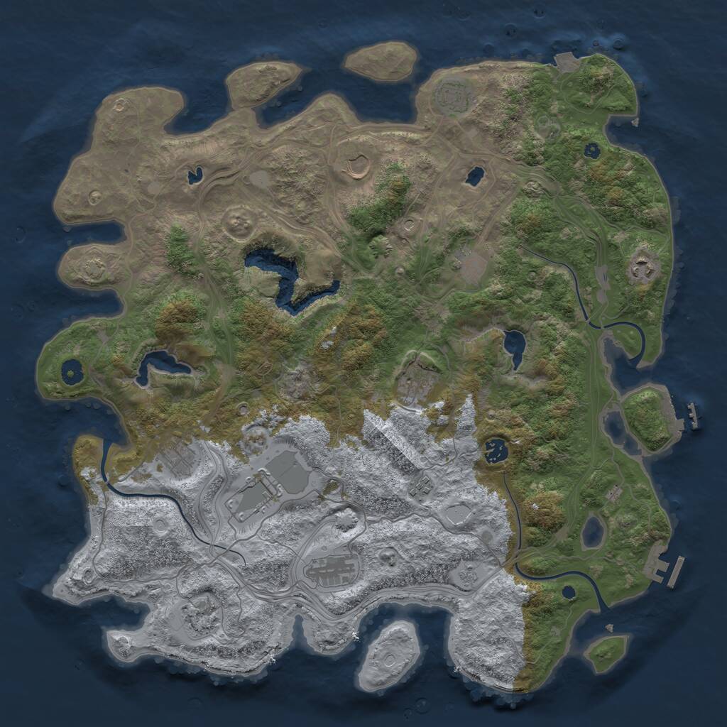 Rust Map: Procedural Map, Size: 4500, Seed: 2793158, 17 Monuments