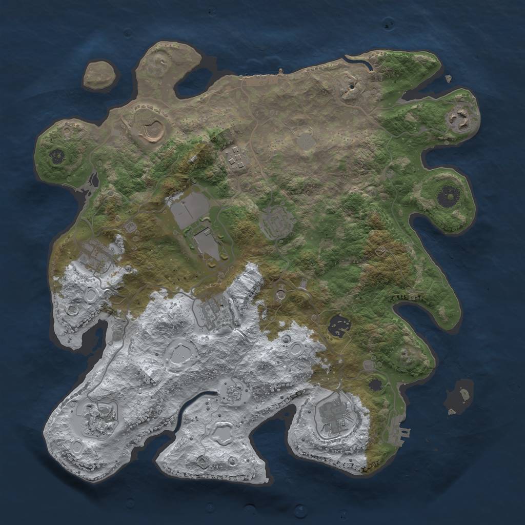 Rust Map: Procedural Map, Size: 3600, Seed: 120865379, 19 Monuments