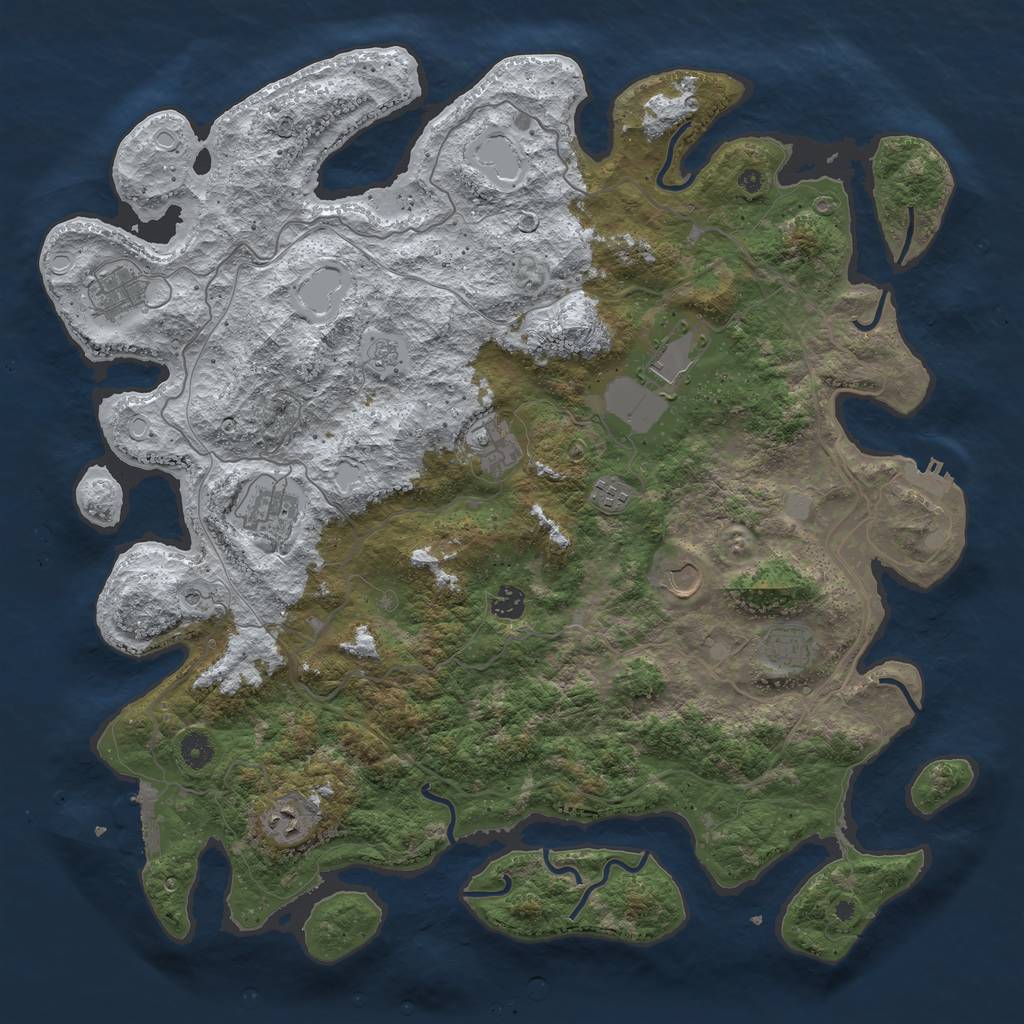 Rust Map: Procedural Map, Size: 4500, Seed: 1234727, 18 Monuments