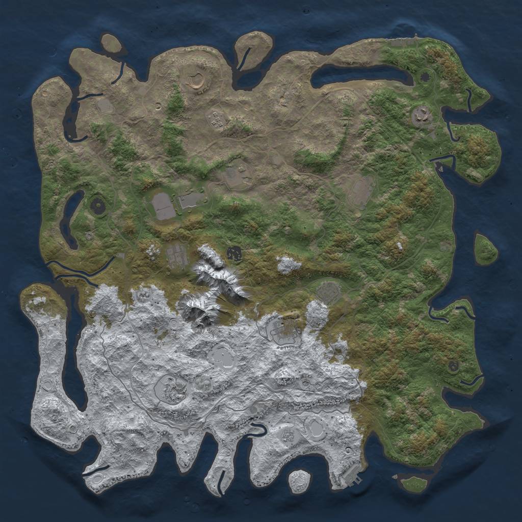 Rust Map: Procedural Map, Size: 5000, Seed: 58243, 20 Monuments