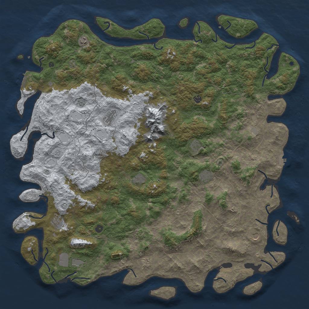 Rust Map: Procedural Map, Size: 6000, Seed: 686644, 20 Monuments