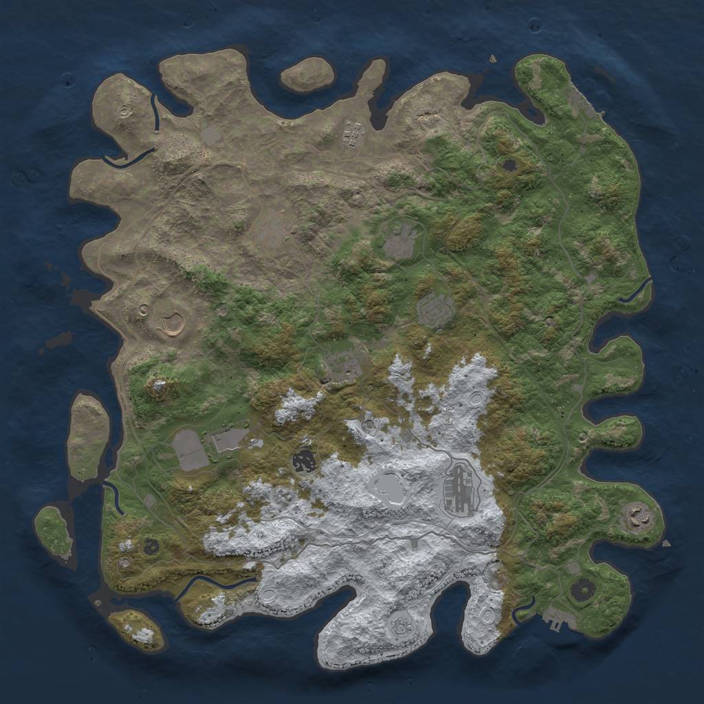 Rust Map: Procedural Map, Size: 4500, Seed: 482376, 19 Monuments