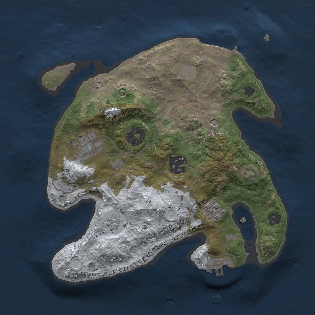 Rust Map: Procedural Map, Size: 2500, Seed: 1027, 12 Monuments