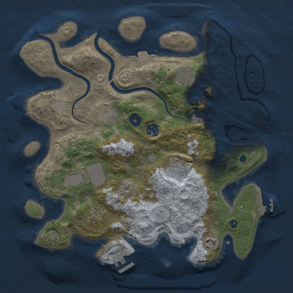 Rust Map: Procedural Map, Size: 3500, Seed: 3983685, 14 Monuments