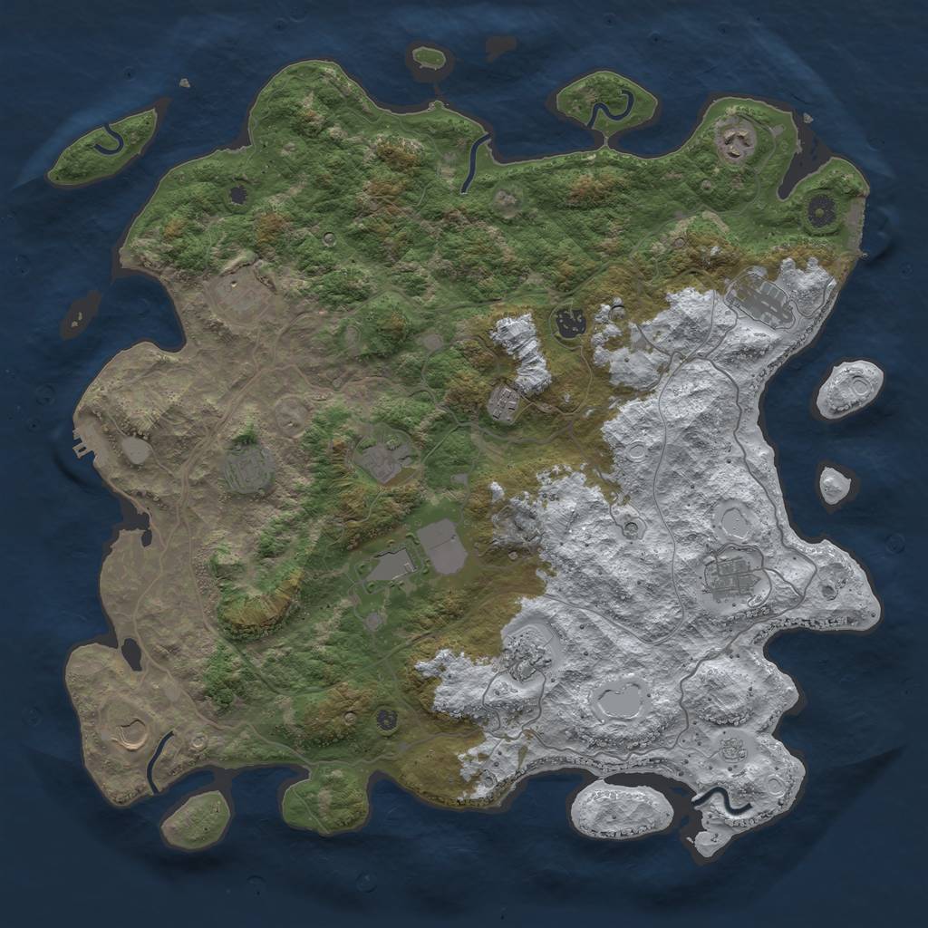 Rust Map: Procedural Map, Size: 4500, Seed: 3228349, 20 Monuments