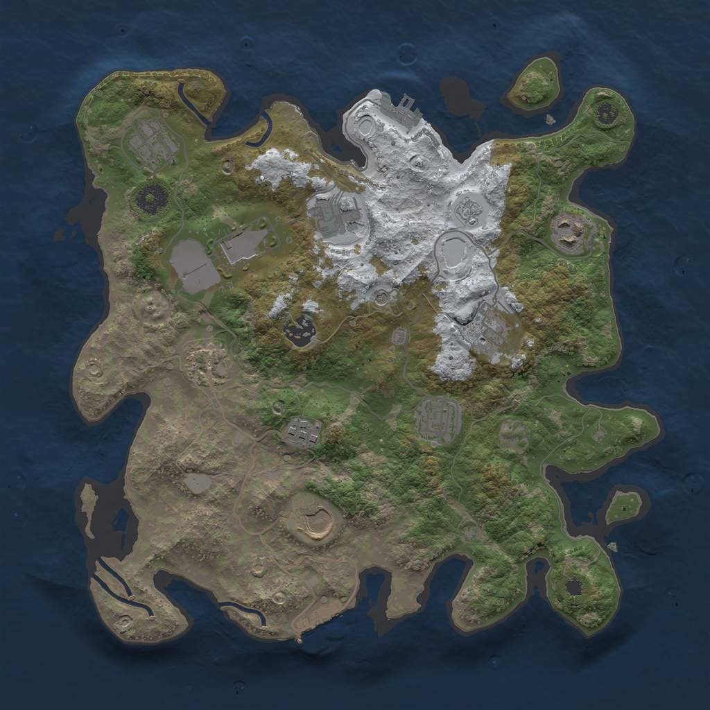 Rust Map: Procedural Map, Size: 3500, Seed: 1193829891, 19 Monuments