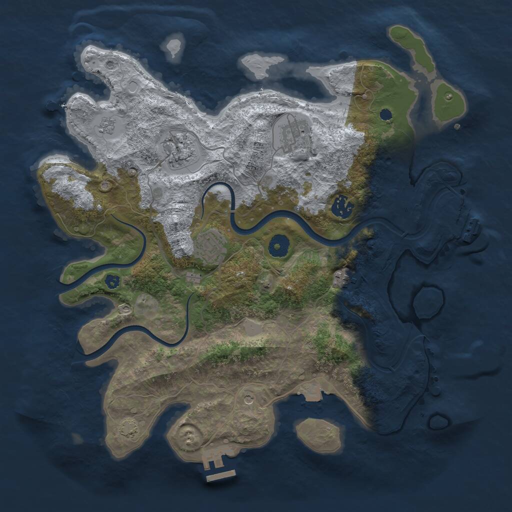Rust Map: Procedural Map, Size: 3500, Seed: 2199770, 11 Monuments