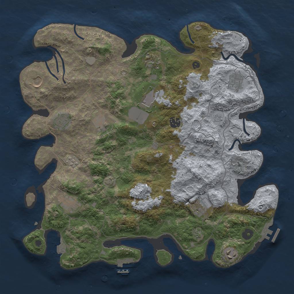 Rust Map: Procedural Map, Size: 4000, Seed: 712460457, 19 Monuments