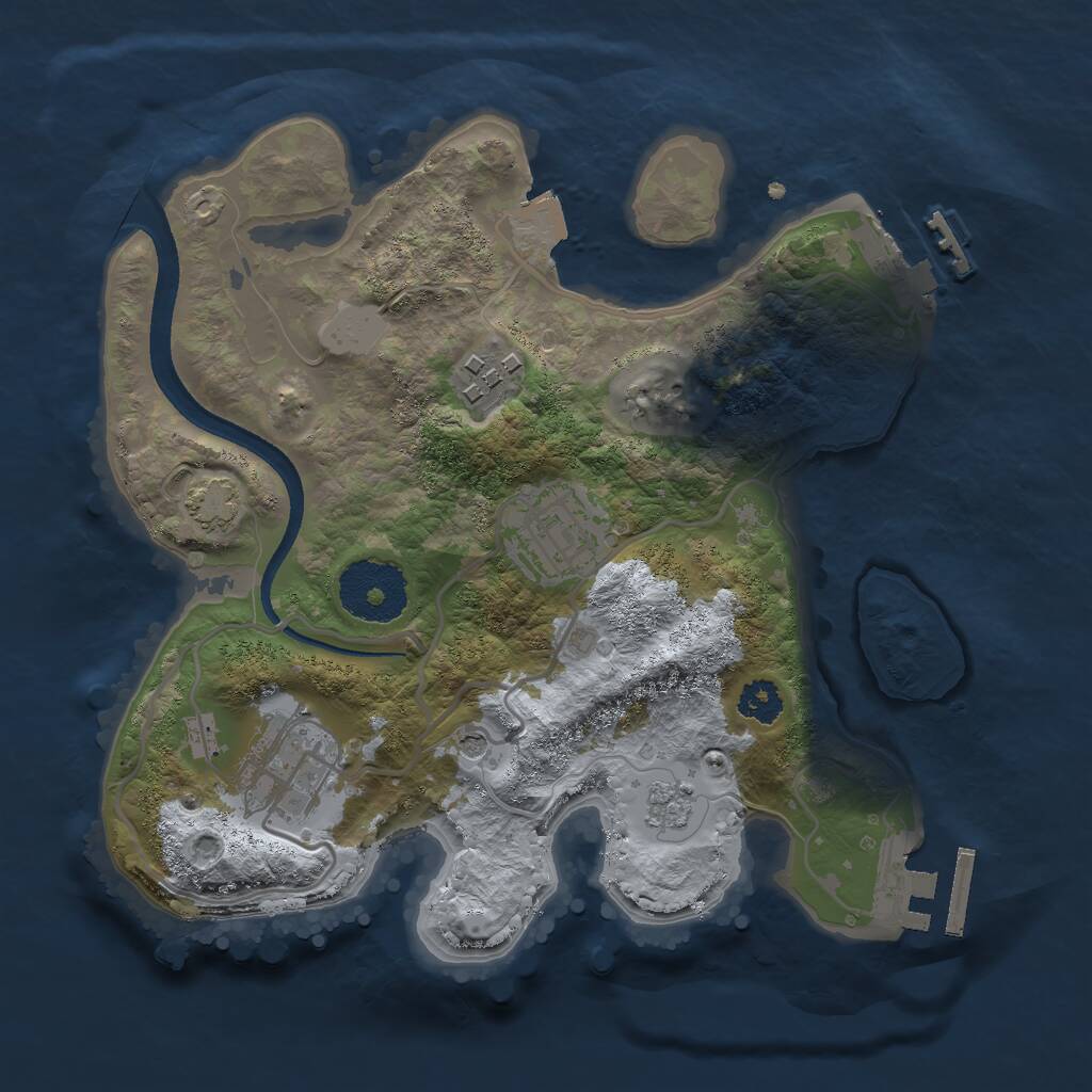 Rust Map: Procedural Map, Size: 2500, Seed: 1233866502, 9 Monuments