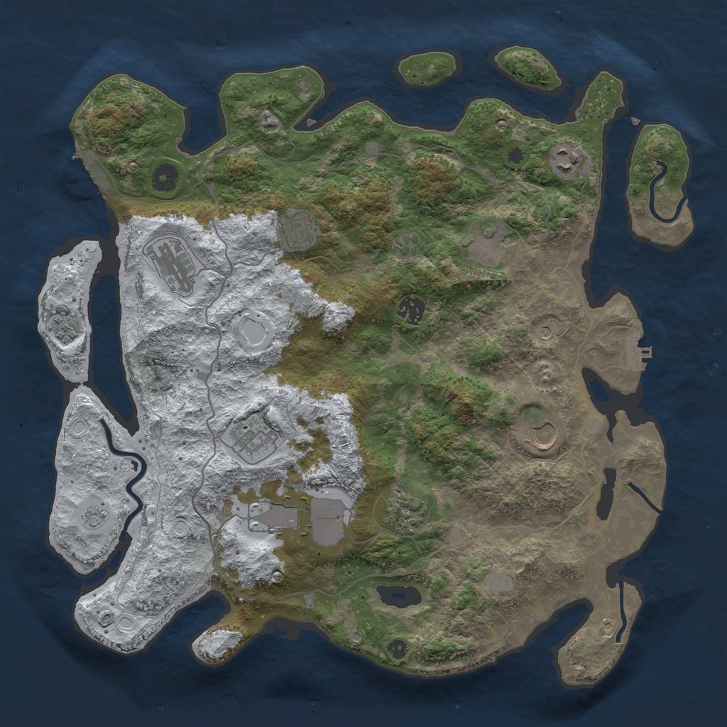 Rust Map: Procedural Map, Size: 4000, Seed: 248393044, 19 Monuments