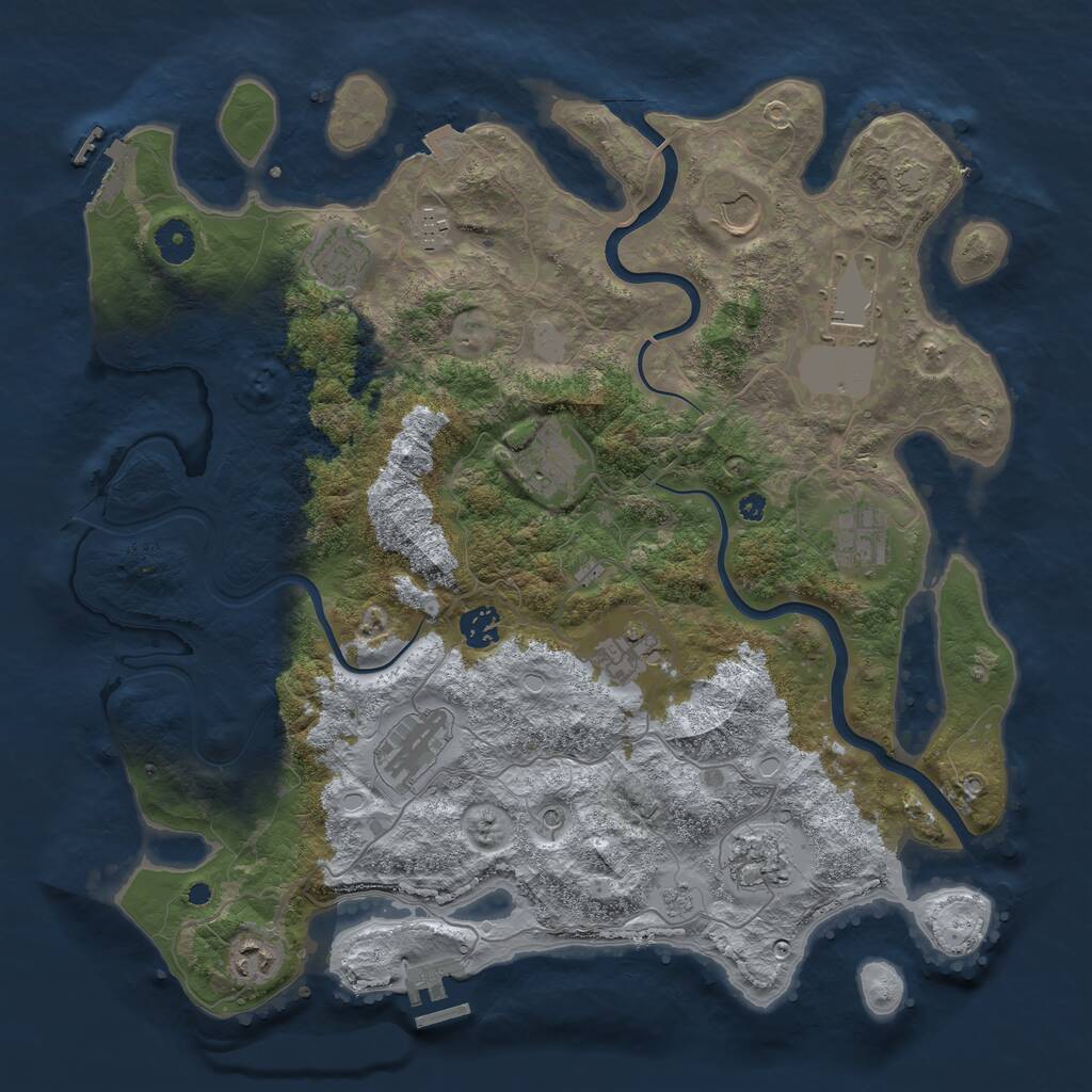 Rust Map: Procedural Map, Size: 3950, Seed: 2017689348, 17 Monuments