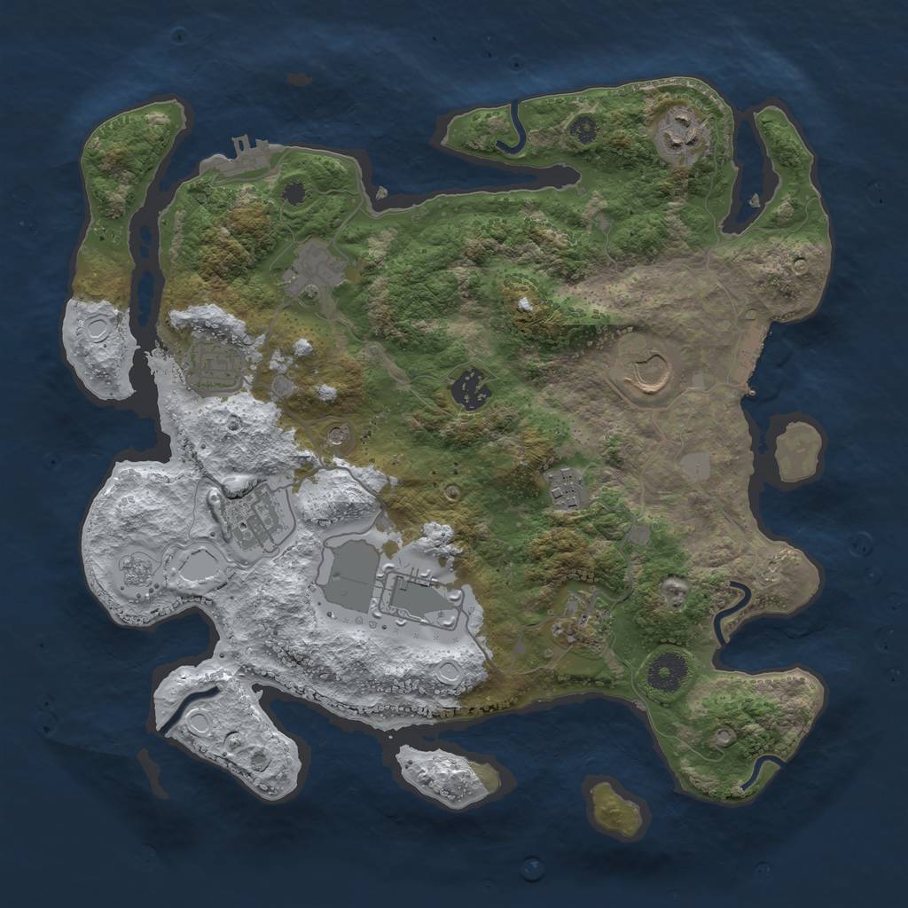 Rust Map: Procedural Map, Size: 3500, Seed: 684602908, 18 Monuments