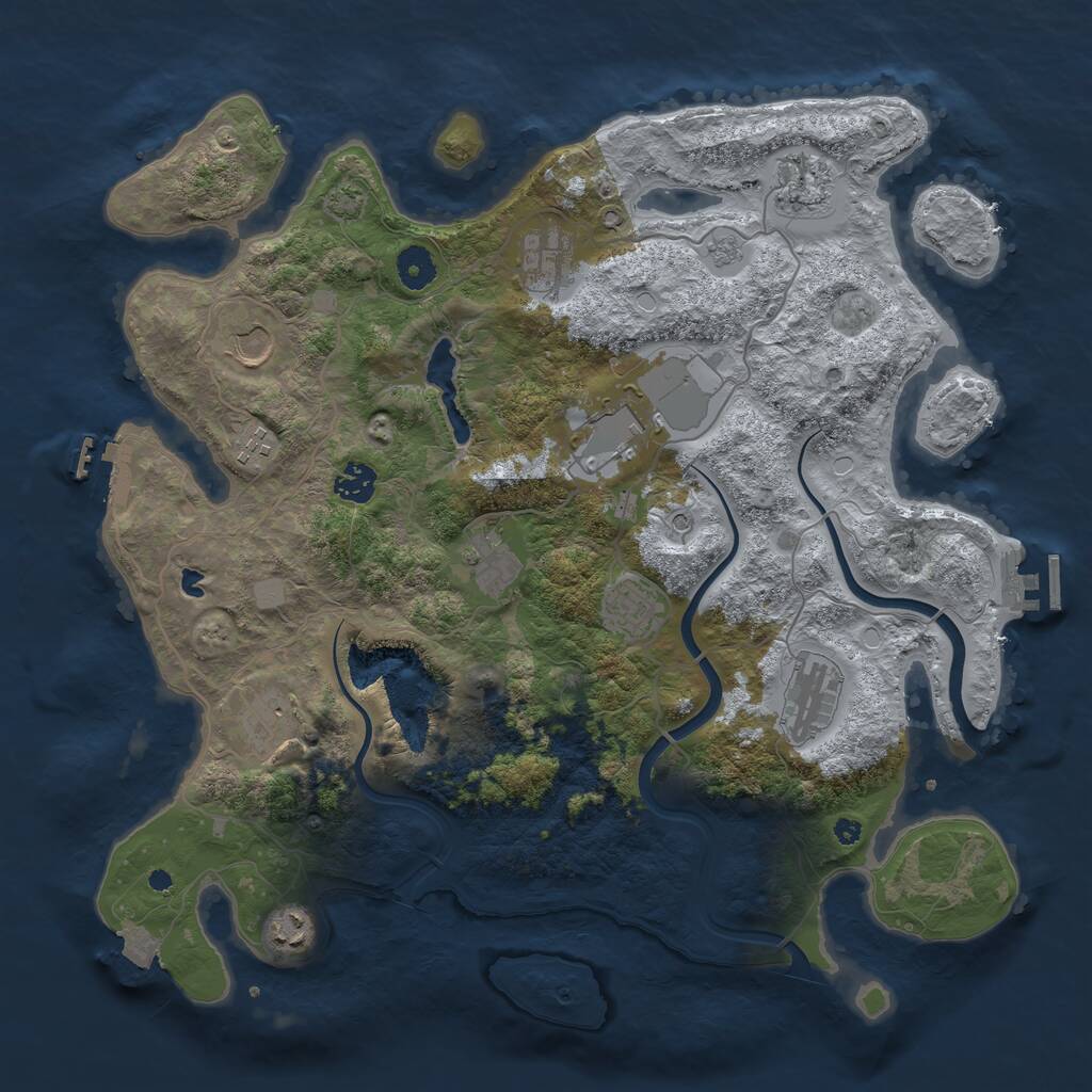 Rust Map: Procedural Map, Size: 4000, Seed: 456888, 17 Monuments