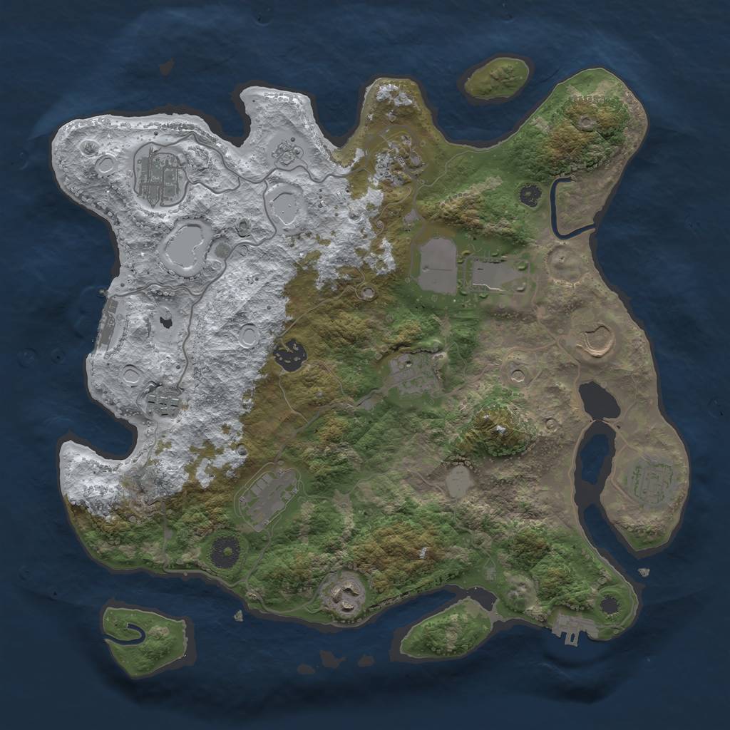 Rust Map: Procedural Map, Size: 3500, Seed: 158999919, 19 Monuments
