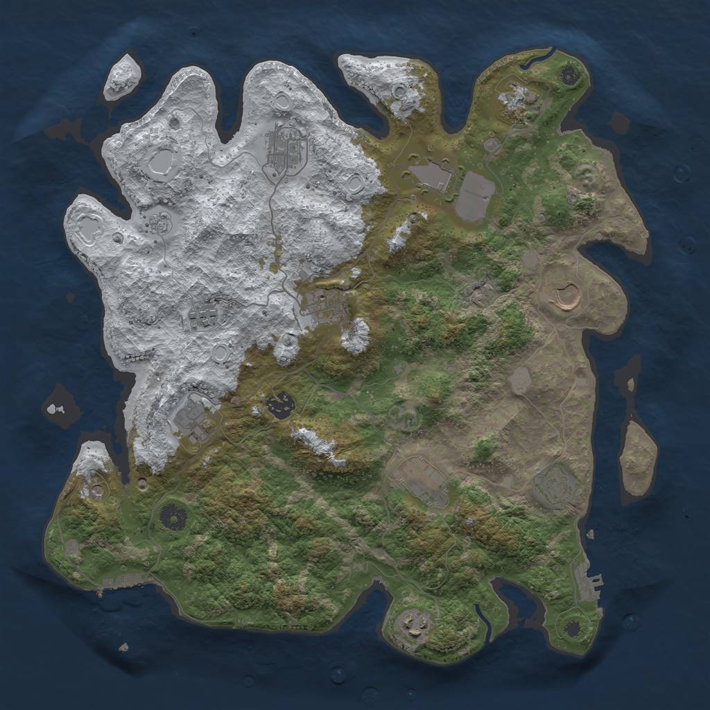 Rust Map: Procedural Map, Size: 3950, Seed: 604623999, 20 Monuments