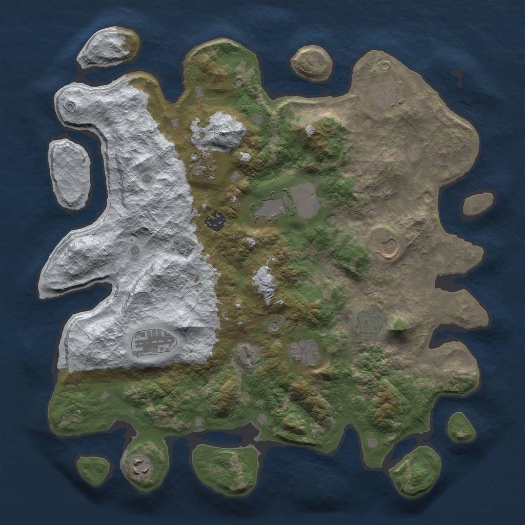 Rust Map: Barren, Size: 4000, Seed: 409558, 13 Monuments
