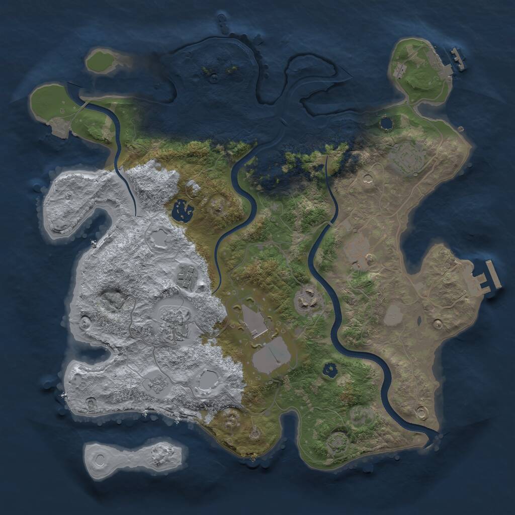 Rust Map: Procedural Map, Size: 3500, Seed: 5420, 13 Monuments