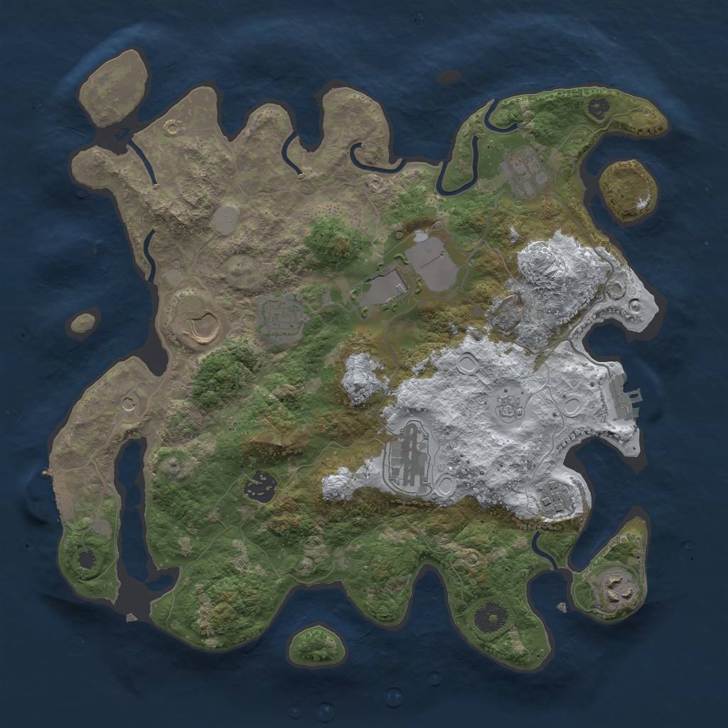 Rust Map: Procedural Map, Size: 3500, Seed: 3388783, 17 Monuments