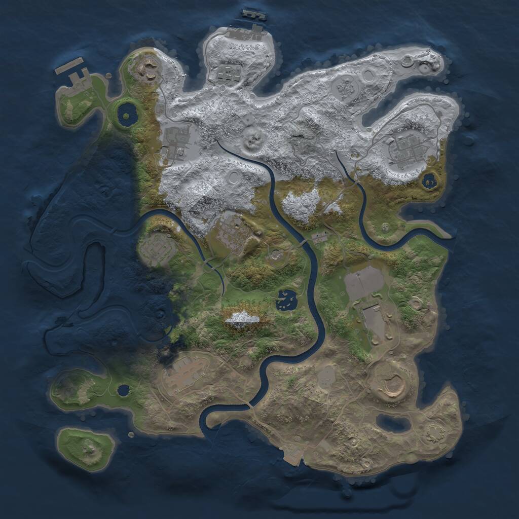 Rust Map: Procedural Map, Size: 3500, Seed: 43971731, 16 Monuments