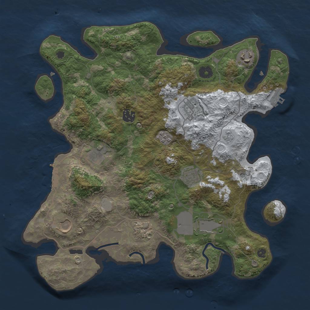 Rust Map: Procedural Map, Size: 3500, Seed: 589992, 18 Monuments