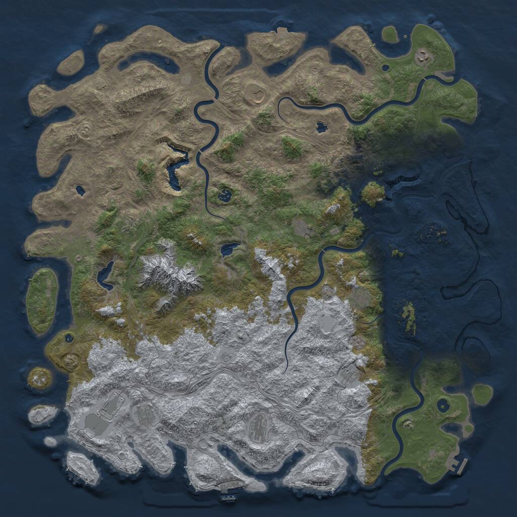Rust Map: Procedural Map, Size: 6000, Seed: 916711, 17 Monuments