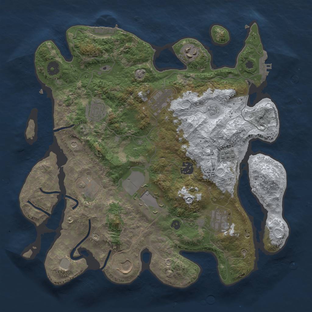 Rust Map: Procedural Map, Size: 3500, Seed: 4485602, 18 Monuments