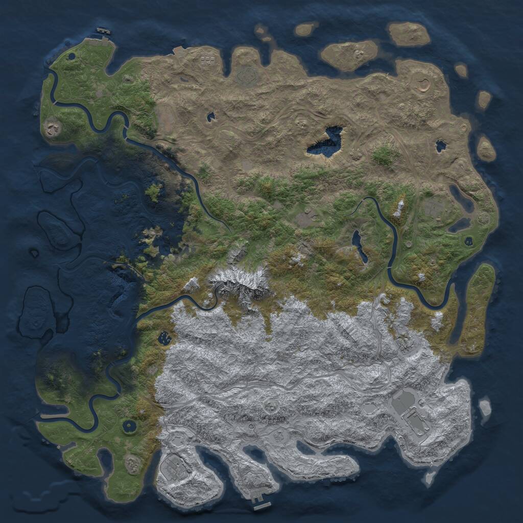 Rust Map: Procedural Map, Size: 6000, Seed: 962058, 17 Monuments