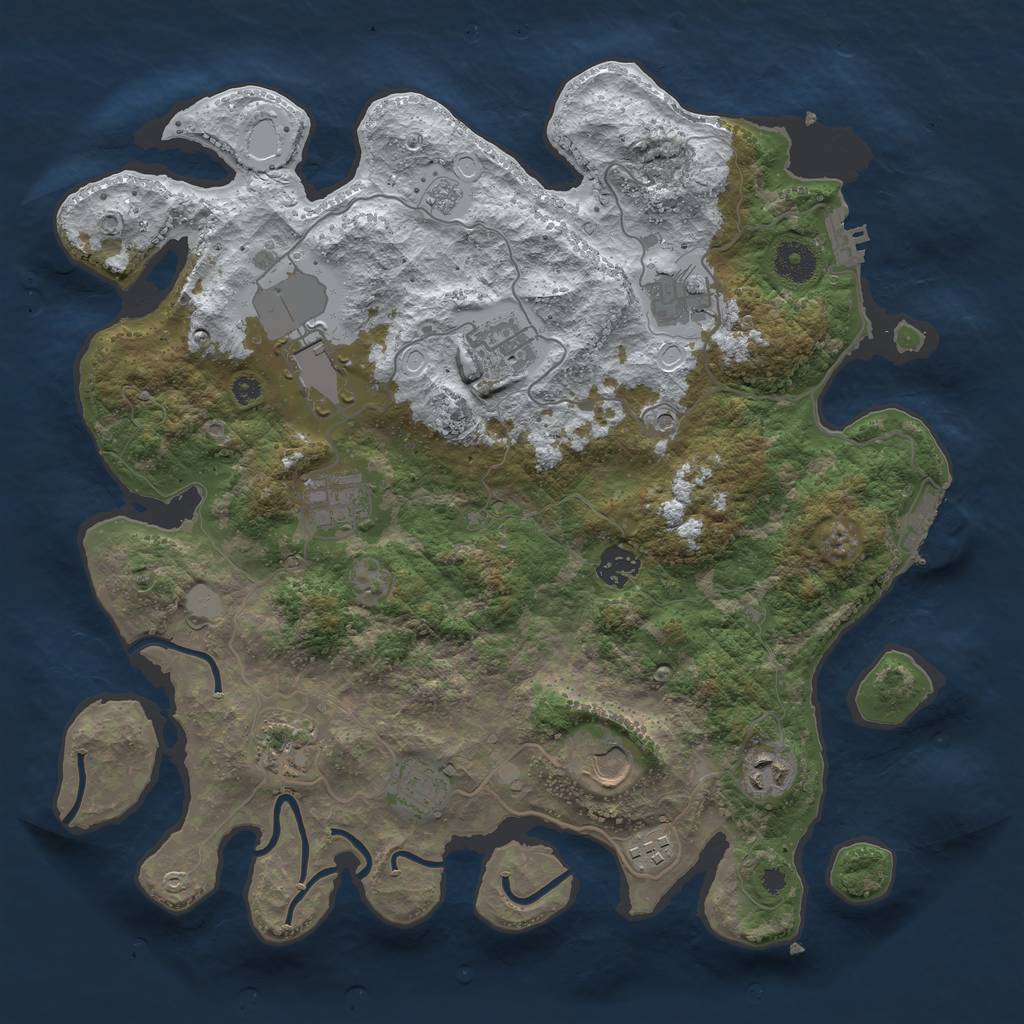 Rust Map: Procedural Map, Size: 3750, Seed: 484229584, 19 Monuments