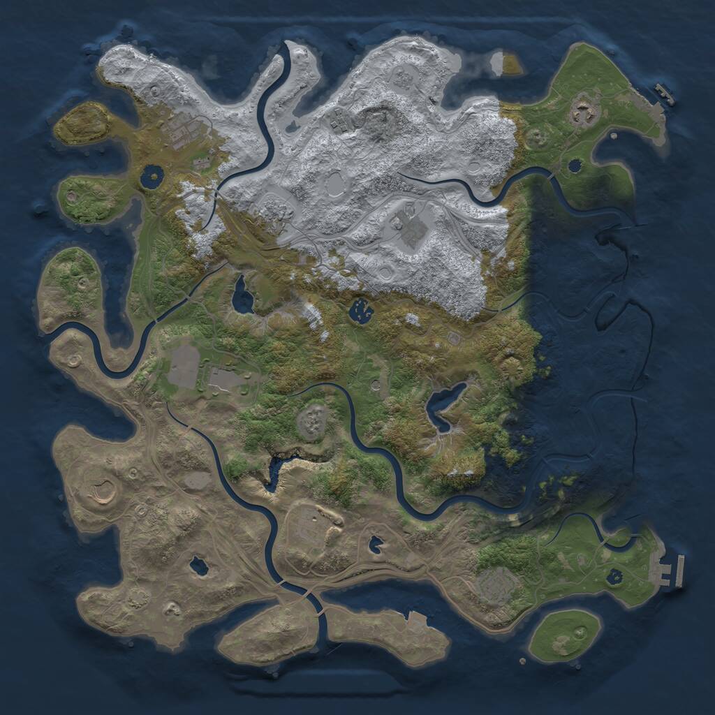 Rust Map: Procedural Map, Size: 4500, Seed: 5316909, 16 Monuments