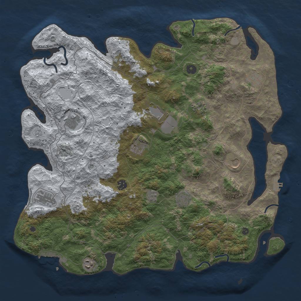 Rust Map: Procedural Map, Size: 4500, Seed: 4157560, 20 Monuments