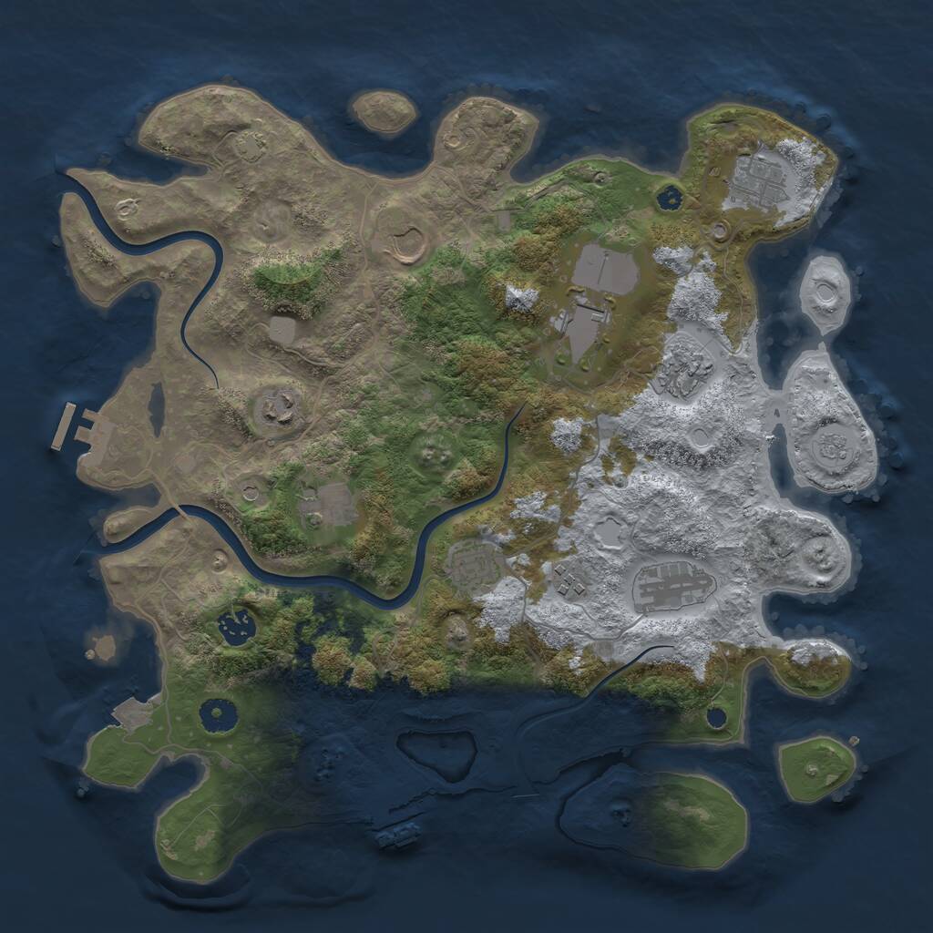 Rust Map: Procedural Map, Size: 3850, Seed: 791264644, 16 Monuments