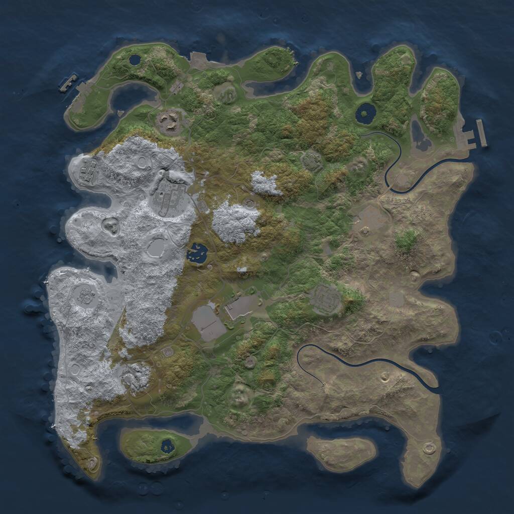 Rust Map: Procedural Map, Size: 3750, Seed: 708653, 14 Monuments