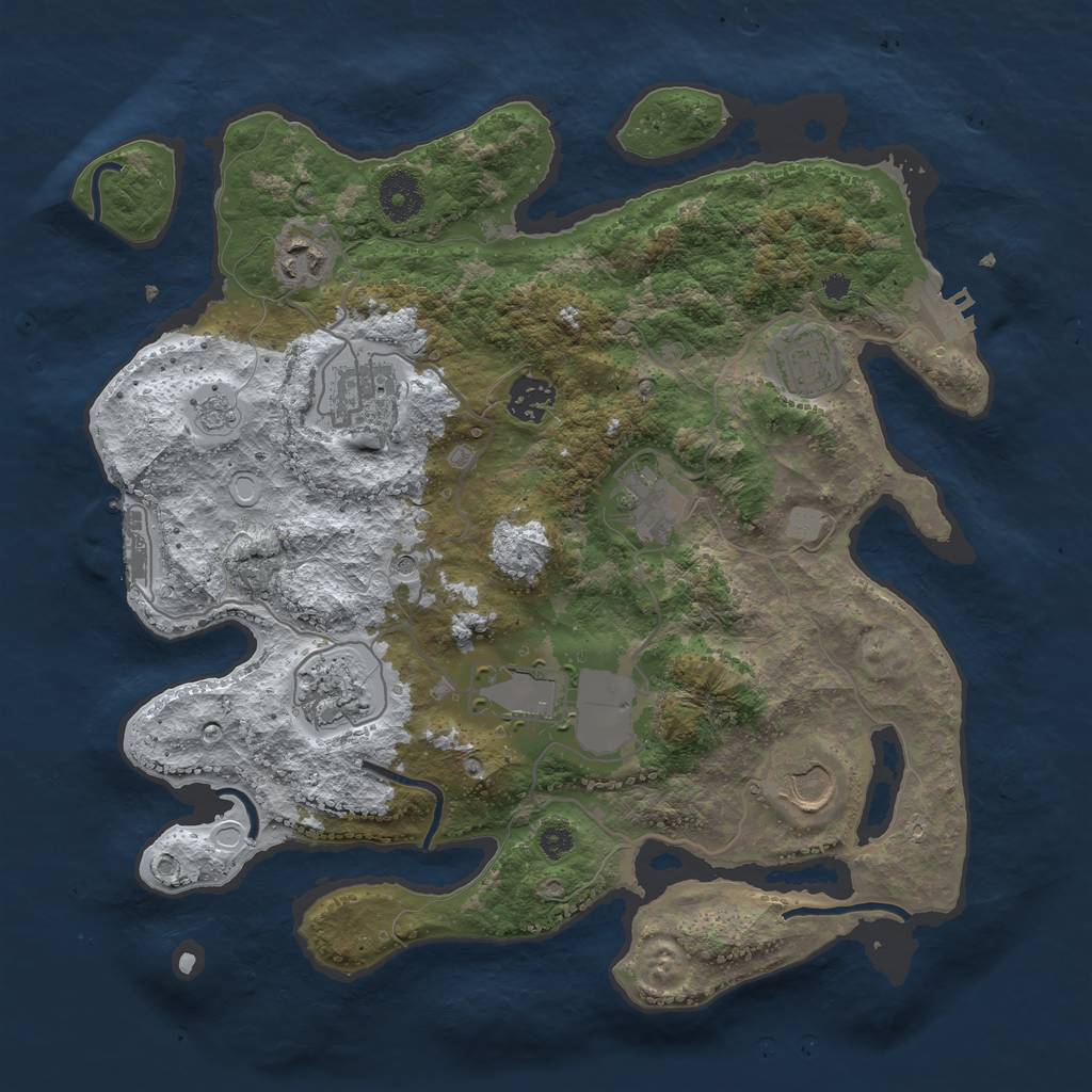 Rust Map: Procedural Map, Size: 3500, Seed: 624454, 17 Monuments