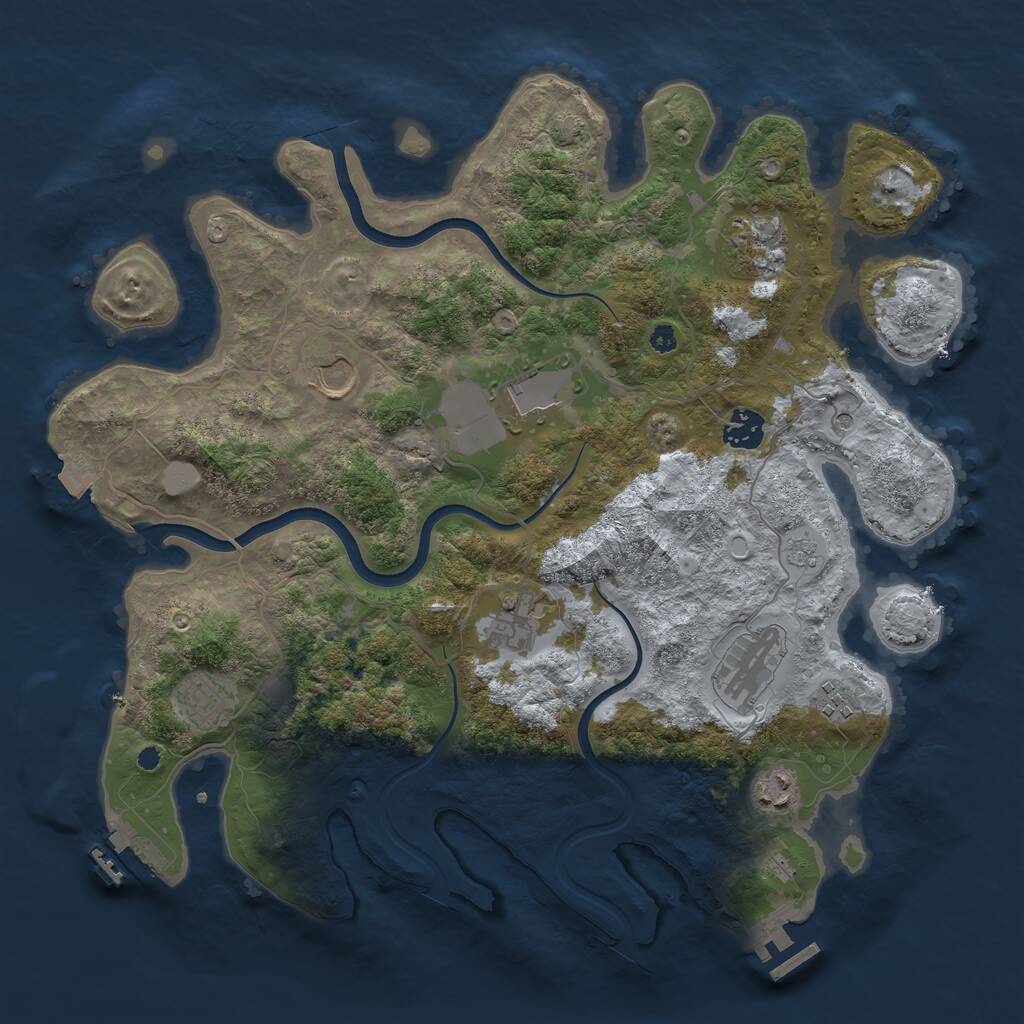 Rust Map: Procedural Map, Size: 3750, Seed: 1360463156, 15 Monuments
