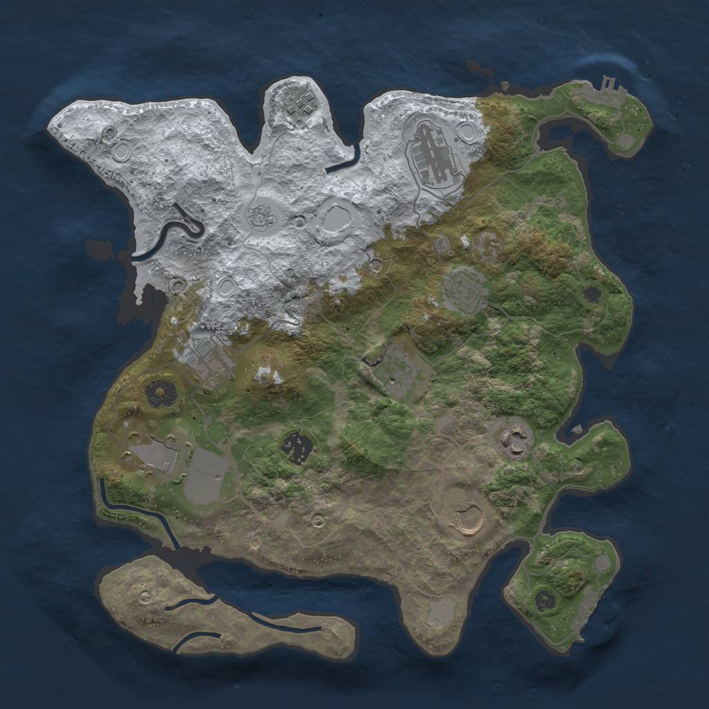 Rust Map: Procedural Map, Size: 3500, Seed: 41730177, 18 Monuments