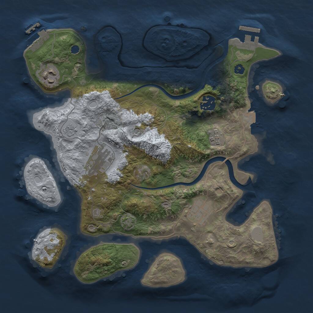 Rust Map: Procedural Map, Size: 3000, Seed: 85323545, 11 Monuments